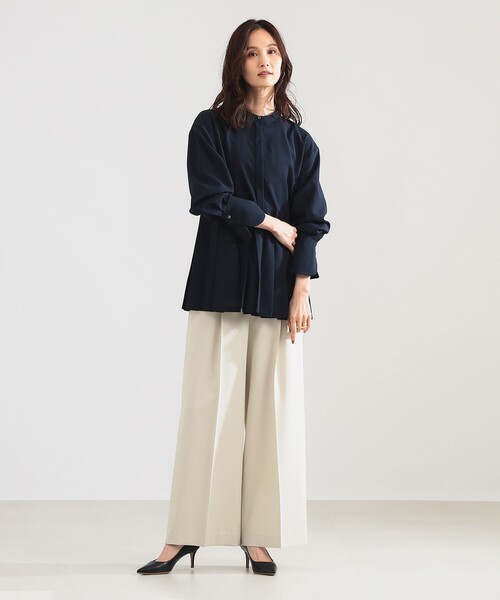 Demi-Luxe BEAMS(デミルクス ビームス)の「プレシャス プリーツ ブラウス(シャツ/ブラウス・レディース・ネイビー/ホワイト・36/38)」の9枚目の写真