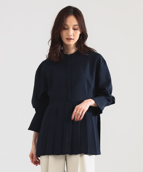 Demi-Luxe BEAMS(デミルクス ビームス)の「プレシャス プリーツ ブラウス(シャツ/ブラウス・レディース・ネイビー/ホワイト・36/38)」の10枚目の写真