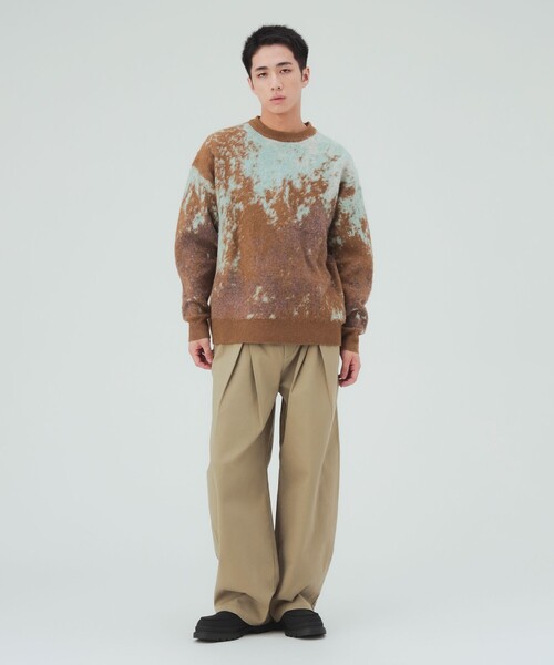 BEAMS HEART(ビームスハート)の「ジャカード シャギー ニット(ニット/セーター・メンズ・チャコールグレー/ブラウン・LARGE/SMALL/MEDIUM)」の3枚目の写真