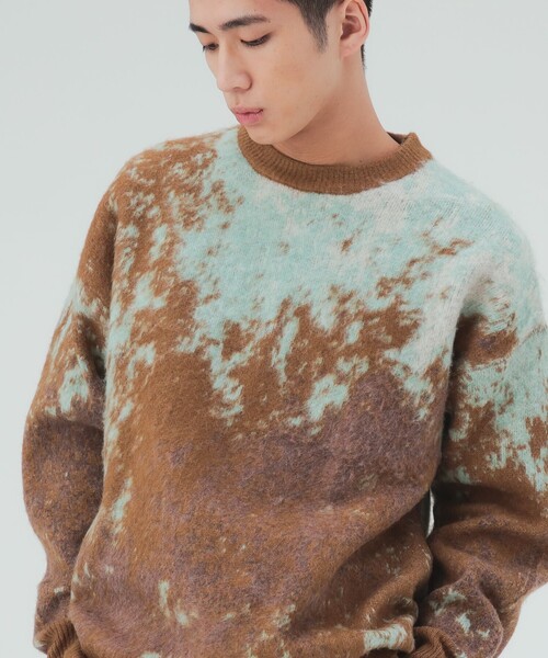 BEAMS HEART(ビームスハート)の「ジャカード シャギー ニット(ニット/セーター・メンズ・チャコールグレー/ブラウン・LARGE/SMALL/MEDIUM)」の1枚目の写真