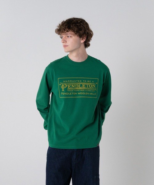 PENDLETON(ペンドルトン)の「ヘビーウェイト クラシックロゴプリント ロングスリーブTシャツ(Tシャツ/カットソー・メンズ・グリーン系/マルーン/インディゴブルー/杢グレー/ライトイエロー系・SMALL/MEDIUM)」の3枚目の写真
