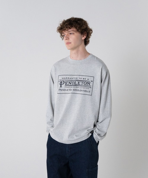 PENDLETON(ペンドルトン)の「ヘビーウェイト クラシックロゴプリント ロングスリーブTシャツ(Tシャツ/カットソー・メンズ・グリーン系/マルーン/インディゴブルー/杢グレー/ライトイエロー系・SMALL/MEDIUM)」の2枚目の写真