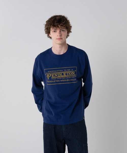 PENDLETON(ペンドルトン)の「ヘビーウェイト クラシックロゴプリント ロングスリーブTシャツ(Tシャツ/カットソー・メンズ・グリーン系/マルーン/インディゴブルー/杢グレー/ライトイエロー系・SMALL/MEDIUM)」の1枚目の写真