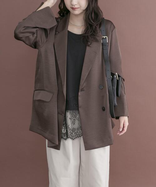 ITEMS URBANRESEARCH（アイテムズ アーバンリサーチ）の「ヴィンテージサテンジャケット（その他アウター・レディース・ブラウン/ブラック・FREE）」の2枚目の写真