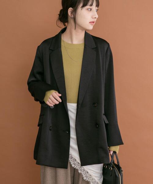 ITEMS URBANRESEARCH（アイテムズ アーバンリサーチ）の「ヴィンテージサテンジャケット（その他アウター・レディース・ブラウン/ブラック・FREE）」の4枚目の写真