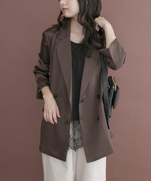 ITEMS URBANRESEARCH（アイテムズ アーバンリサーチ）の「ヴィンテージサテンジャケット（その他アウター・レディース・ブラウン/ブラック・FREE）」の9枚目の写真