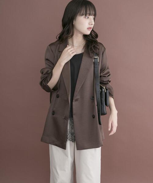 ITEMS URBANRESEARCH（アイテムズ アーバンリサーチ）の「ヴィンテージサテンジャケット（その他アウター・レディース・ブラウン/ブラック・FREE）」の10枚目の写真
