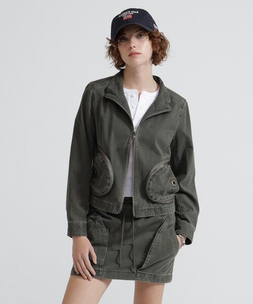 AVIREX（アヴィレックス）の「《NAVAL COLLECTION》POCKET ZIP DETAILE JACKET（ブルゾン・レディース・オリーブ系/チャコールグレー/カーキ・M/S）」の3枚目の写真