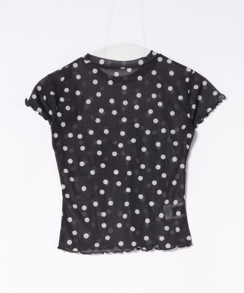 MAISON DE THERESE(メゾン ド テレーズ)の「半袖 Tシャツ 水玉柄 シアー透け感 夏サマートップ(Tシャツ/カットソー・レディース・White/Black・M)」の3枚目の写真