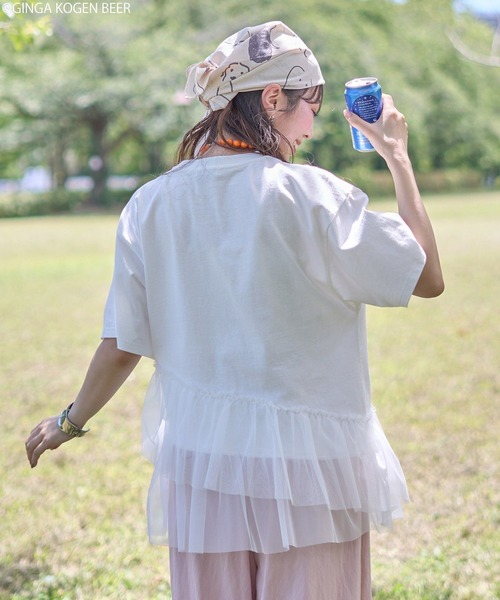 earth music&ecology(アースミュージックアンドエコロジー)の「emae×銀河高原ビール フリルTee(Tシャツ/カットソー・レディース・オフホワイト・FREE)」の4枚目の写真