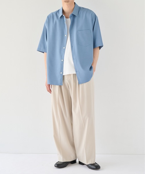 PUBLIC TOKYO(パブリックトウキョウ)の「TRIXIONストライプワイドスラックス /ウォッシャブル/夏服/タック/防シワ(スラックス・メンズ・ブラック/ベージュ/ダークグレー・1/2)」の5枚目の写真