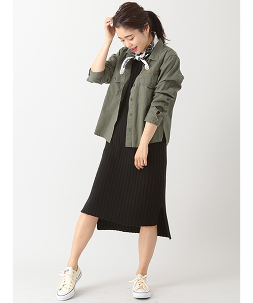 E hyphen world gallery（イーハイフンワールドギャラリー）の「ミリタリーシャツジャケット（カバーオール・レディース・カーキ/ネイビー・FREE）」の13枚目の写真