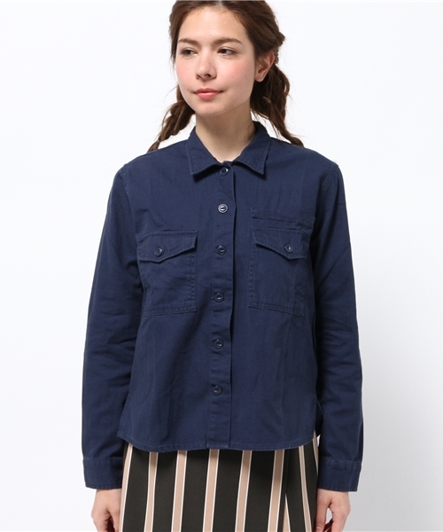 E hyphen world gallery（イーハイフンワールドギャラリー）の「ミリタリーシャツジャケット（カバーオール・レディース・カーキ/ネイビー・FREE）」の3枚目の写真