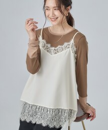 SHOO・LA・RUE | 【洗濯機可/S-LL】体型カバーしながらこなれ見え。レース付きキャミソール(Tシャツ/カットソー)