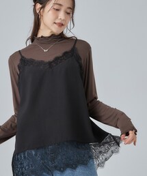 SHOO・LA・RUE | 【洗濯機可/S-LL】体型カバーしながらこなれ見え。レース付きキャミソール(Tシャツ/カットソー)