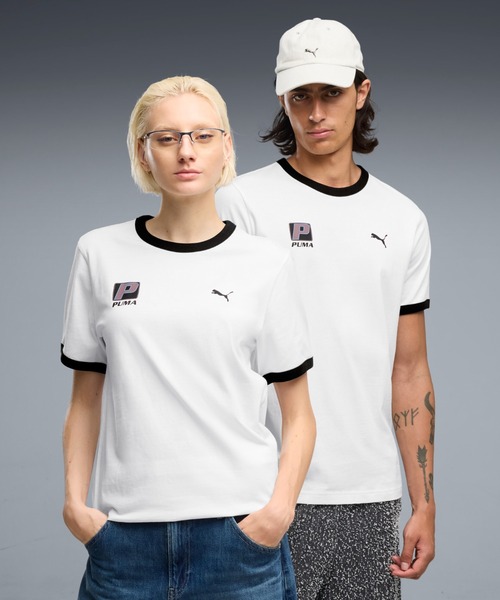 PUMA(プーマ)の「PUMA プーマ ユニセックス フューチャー プーマ アーカイブ リンガー 半袖 T(Tシャツ/カットソー・メンズ・ホワイト×ブラック・LARGE/MEDIUM/X-LARGE/SMALL/X-SMALL)」の1枚目の写真