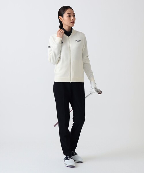 BEAMS GOLF（ビームスゴルフ）の「PURPLE LABEL / RETURN BRITISH フルジップ ニットブルゾン（ニット/セーター・レディース・ホワイト/ネイビー・LARGE/MEDIUM）」の3枚目の写真