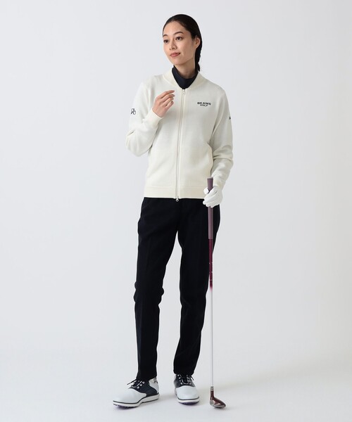 BEAMS GOLF（ビームスゴルフ）の「PURPLE LABEL / RETURN BRITISH フルジップ ニットブルゾン（ニット/セーター・レディース・ホワイト/ネイビー・LARGE/MEDIUM）」の4枚目の写真