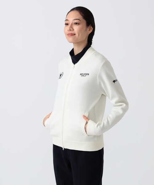 BEAMS GOLF（ビームスゴルフ）の「PURPLE LABEL / RETURN BRITISH フルジップ ニットブルゾン（ニット/セーター・レディース・ホワイト/ネイビー・LARGE/MEDIUM）」の6枚目の写真