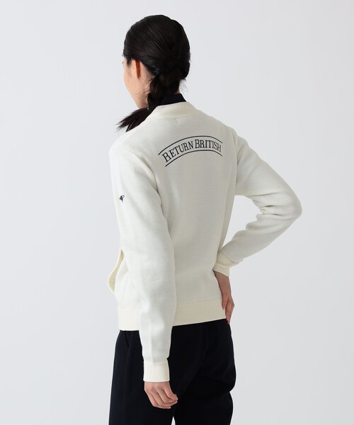 BEAMS GOLF（ビームスゴルフ）の「PURPLE LABEL / RETURN BRITISH フルジップ ニットブルゾン（ニット/セーター・レディース・ホワイト/ネイビー・LARGE/MEDIUM）」の7枚目の写真
