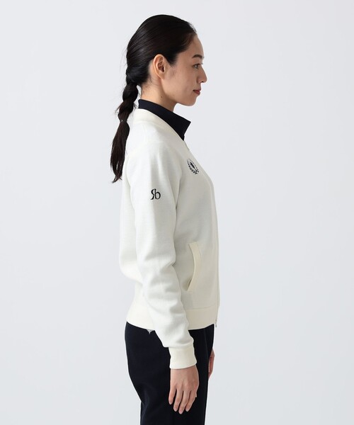 BEAMS GOLF（ビームスゴルフ）の「PURPLE LABEL / RETURN BRITISH フルジップ ニットブルゾン（ニット/セーター・レディース・ホワイト/ネイビー・LARGE/MEDIUM）」の9枚目の写真