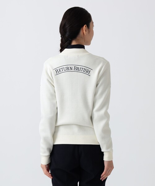 BEAMS GOLF（ビームスゴルフ）の「PURPLE LABEL / RETURN BRITISH フルジップ ニットブルゾン（ニット/セーター・レディース・ホワイト/ネイビー・LARGE/MEDIUM）」の10枚目の写真