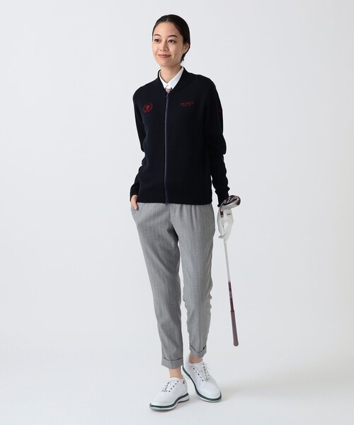 BEAMS GOLF（ビームスゴルフ）の「PURPLE LABEL / RETURN BRITISH フルジップ ニットブルゾン（ニット/セーター・レディース・ホワイト/ネイビー・LARGE/MEDIUM）」の12枚目の写真