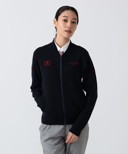 BEAMS GOLF（ビームスゴルフ）の「PURPLE LABEL / RETURN BRITISH フルジップ ニットブルゾン（ニット/セーター・レディース・ホワイト/ネイビー・LARGE/MEDIUM）」の14枚目の写真