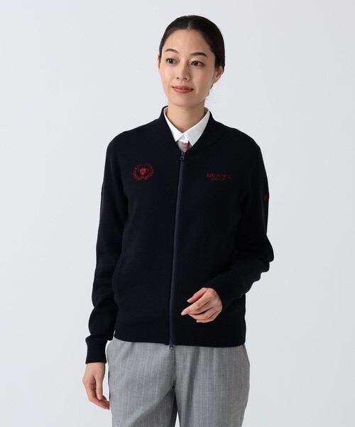BEAMS GOLF（ビームスゴルフ）の「PURPLE LABEL / RETURN BRITISH フルジップ ニットブルゾン（ニット/セーター・レディース・ホワイト/ネイビー・LARGE/MEDIUM）」の15枚目の写真