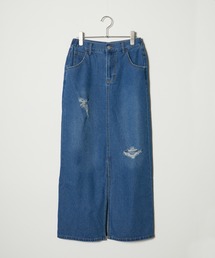 Crushed long Denim Skirt / ダメージロングデニムスカート