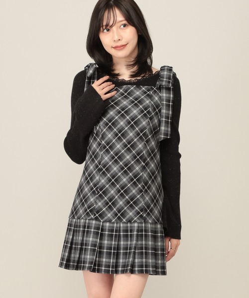 Heather(ヘザー)の「2WAYチェックコンパクトミニワンピース 1079883(ワンピース・レディース・ブラック系/グレー系/ブラウン系・FREE)」の2枚目の写真