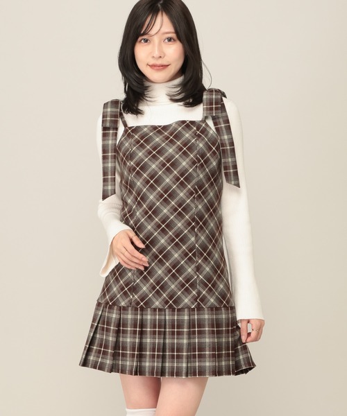 Heather(ヘザー)の「2WAYチェックコンパクトミニワンピース 1079883(ワンピース・レディース・ブラック系/グレー系/ブラウン系・FREE)」の3枚目の写真