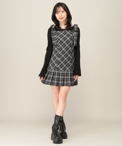 Heather(ヘザー)の「2WAYチェックコンパクトミニワンピース 1079883(ワンピース・レディース・ブラック系/グレー系/ブラウン系・FREE)」の5枚目の写真