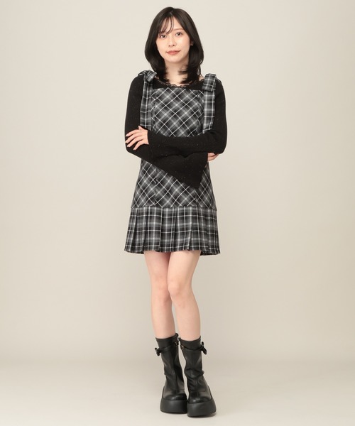 Heather(ヘザー)の「2WAYチェックコンパクトミニワンピース 1079883(ワンピース・レディース・ブラック系/グレー系/ブラウン系・FREE)」の7枚目の写真