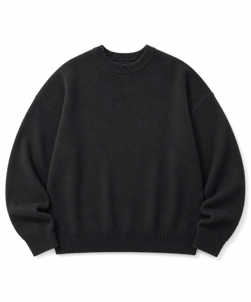 GCLIP（ジクリップ）の「ラウンドネック オーバーサイズ ニットTシャツ_2色（ニット/セーター・メンズ・ブラック/チャコール・1/2/3）」の6枚目の写真