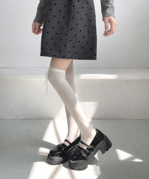 Shoes in Closet(シューズインクローゼット)の「【予約開始】+7.0cm 厚底 リボン 細ベルト メリージェーン パンプス 496(ドレスシューズ・レディース・ホワイト/ブラック・LL/L/M/S)」の14枚目の写真