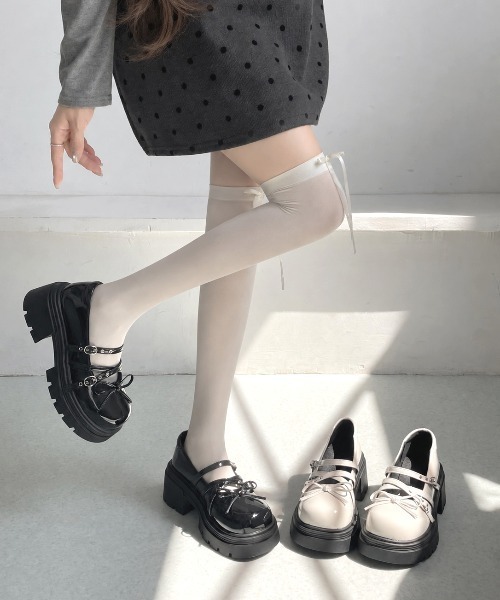 Shoes in Closet(シューズインクローゼット)の「【予約開始】+7.0cm 厚底 リボン 細ベルト メリージェーン パンプス 496(ドレスシューズ・レディース・ホワイト/ブラック・LL/L/M/S)」の18枚目の写真