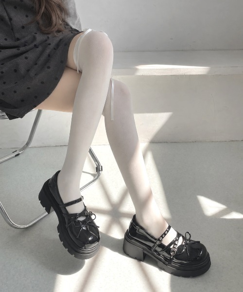 Shoes in Closet(シューズインクローゼット)の「【予約開始】+7.0cm 厚底 リボン 細ベルト メリージェーン パンプス 496(ドレスシューズ・レディース・ホワイト/ブラック・LL/L/M/S)」の16枚目の写真