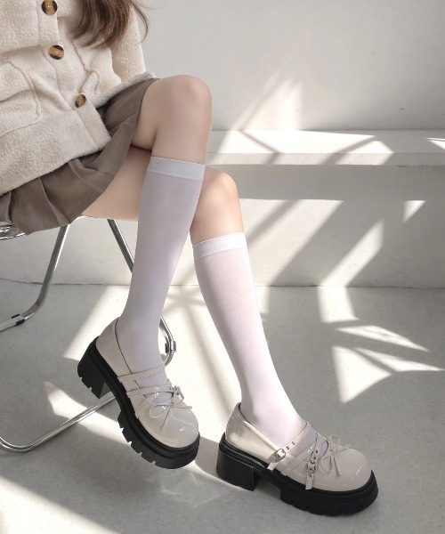 Shoes in Closet(シューズインクローゼット)の「【予約開始】+7.0cm 厚底 リボン 細ベルト メリージェーン パンプス 496(ドレスシューズ・レディース・ホワイト/ブラック・LL/L/M/S)」の8枚目の写真