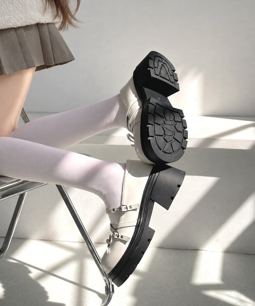 Shoes in Closet(シューズインクローゼット)の「【予約開始】+7.0cm 厚底 リボン 細ベルト メリージェーン パンプス 496(ドレスシューズ・レディース・ホワイト/ブラック・LL/L/M/S)」の6枚目の写真