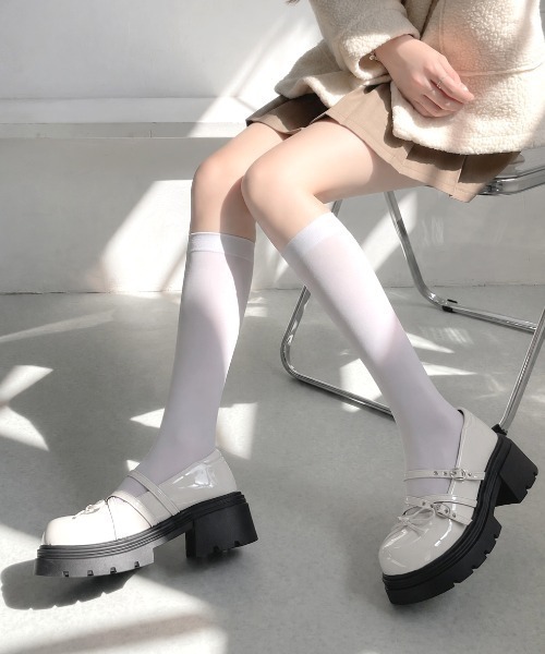 Shoes in Closet(シューズインクローゼット)の「【予約開始】+7.0cm 厚底 リボン 細ベルト メリージェーン パンプス 496(ドレスシューズ・レディース・ホワイト/ブラック・LL/L/M/S)」の7枚目の写真