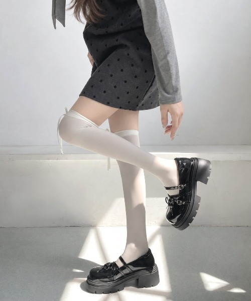 Shoes in Closet(シューズインクローゼット)の「【予約開始】+7.0cm 厚底 リボン 細ベルト メリージェーン パンプス 496(ドレスシューズ・レディース・ホワイト/ブラック・LL/L/M/S)」の12枚目の写真