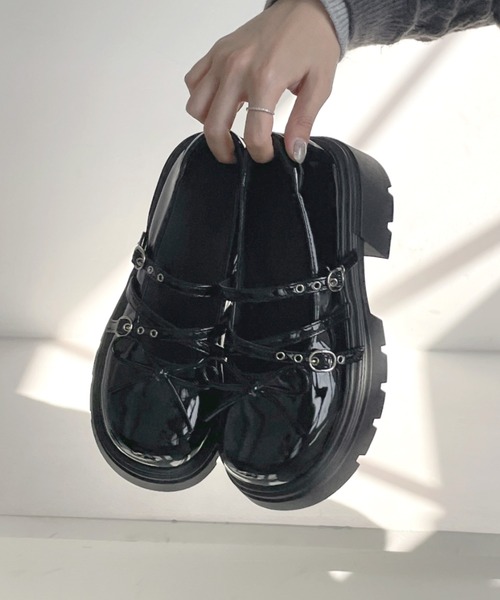 Shoes in Closet(シューズインクローゼット)の「【予約開始】+7.0cm 厚底 リボン 細ベルト メリージェーン パンプス 496(ドレスシューズ・レディース・ホワイト/ブラック・LL/L/M/S)」の19枚目の写真