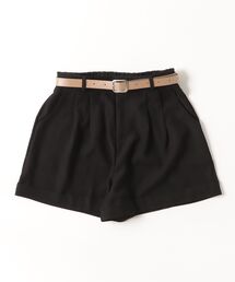 裾ロールアップショートパンツ ベルト付き2点セット