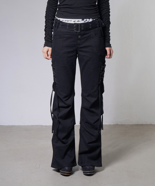 FANCY CLUB(ファンシークラブ)の「ベルト付きフレアシャーリングパンツ (BLACK) F26ZD468(その他パンツ・レディース・その他・SMALL/MEDIUM)」の1枚目の写真