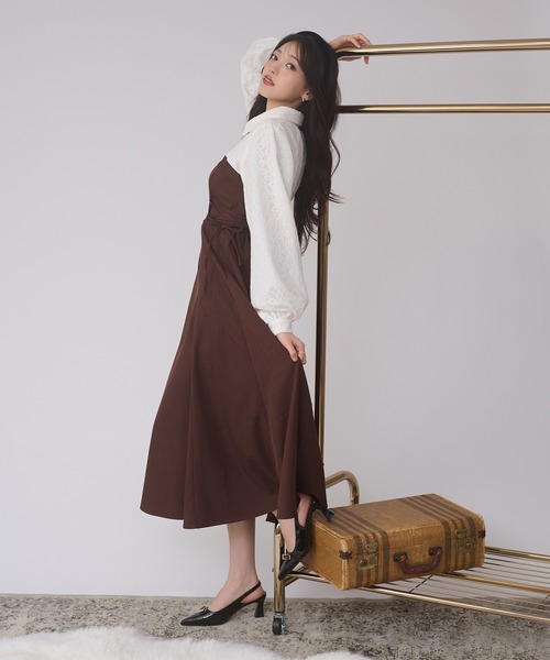 Ambre Neige（アンブルネージュ）の「assortment lace up docking dress / アソートレースアップドッキングワンピース（ワンピース・レディース・ボルドー/チャコールグレー/ブラウン系その他/ダークブラウン・FREE）」の18枚目の写真