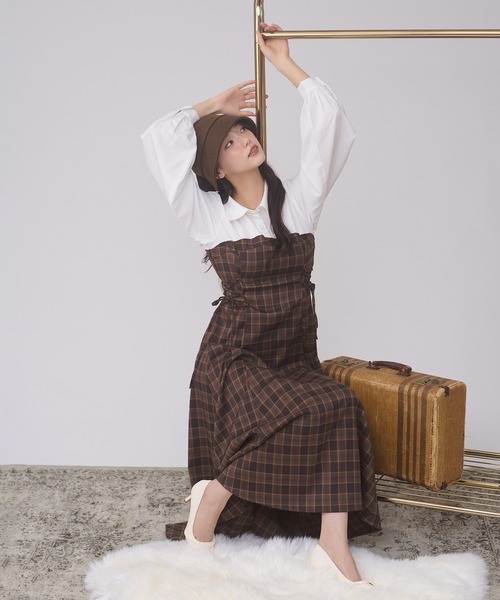 Ambre Neige（アンブルネージュ）の「assortment lace up docking dress / アソートレースアップドッキングワンピース（ワンピース・レディース・ボルドー/チャコールグレー/ブラウン系その他/ダークブラウン・FREE）」の22枚目の写真