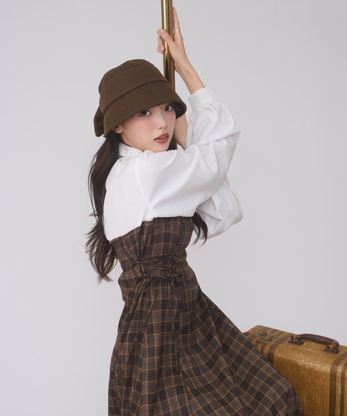 Ambre Neige（アンブルネージュ）の「assortment lace up docking dress / アソートレースアップドッキングワンピース（ワンピース・レディース・ボルドー/チャコールグレー/ブラウン系その他/ダークブラウン・FREE）」の21枚目の写真