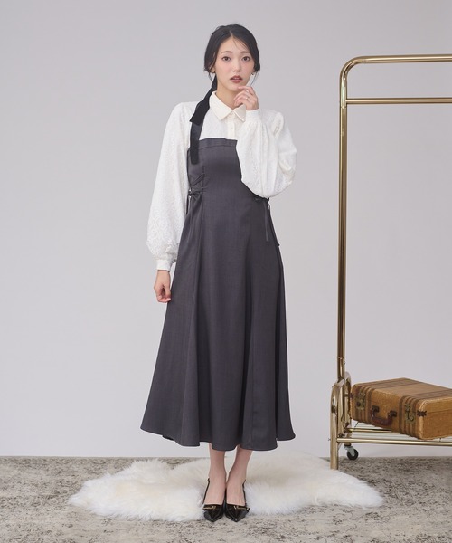 Ambre Neige（アンブルネージュ）の「assortment lace up docking dress / アソートレースアップドッキングワンピース（ワンピース・レディース・ボルドー/チャコールグレー/ブラウン系その他/ダークブラウン・FREE）」の10枚目の写真