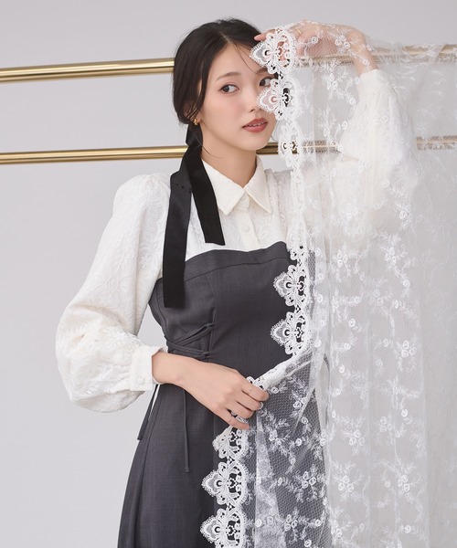 Ambre Neige（アンブルネージュ）の「assortment lace up docking dress / アソートレースアップドッキングワンピース（ワンピース・レディース・ボルドー/チャコールグレー/ブラウン系その他/ダークブラウン・FREE）」の5枚目の写真